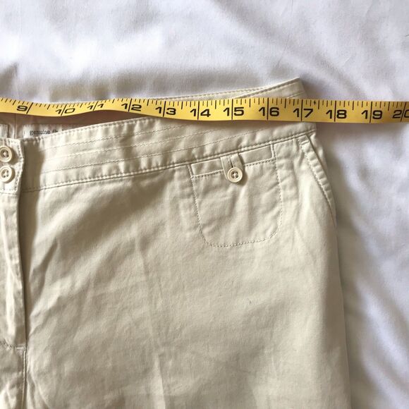 J Jill Capri Crop Pants Womens SZ 12 Genuine Fit Below Waist Beige Cuffed Cotton - Picture 5 of 12
